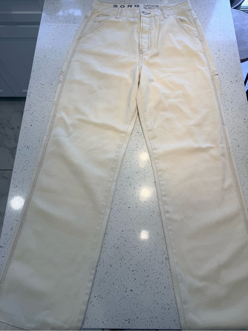 SONG Carpenter High-Rise Wide-Leg Jeans in Cream